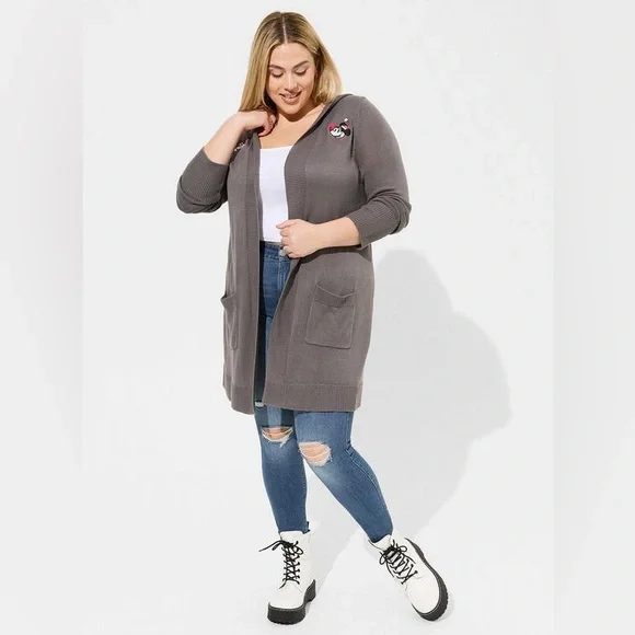 Torrid Disney Mickey And Minnie Mouse Cardigan Hooded Sweater 1X (14-16) - Picture 3 of 11